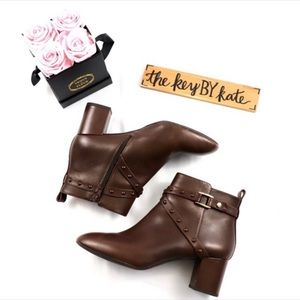 Alex Marie Brown Leather Heeled Booties